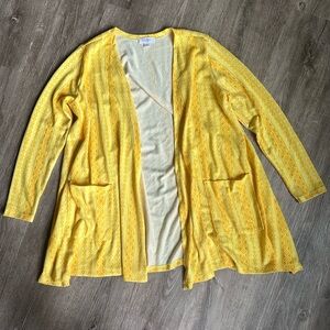 LULAROE Yellow Patterned Women's Open Front Sweater Medium